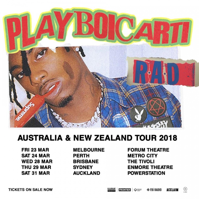 PLAYBOI CARTI Australian Supports Announced CARMOUFLAGE ROSE & HORIZON