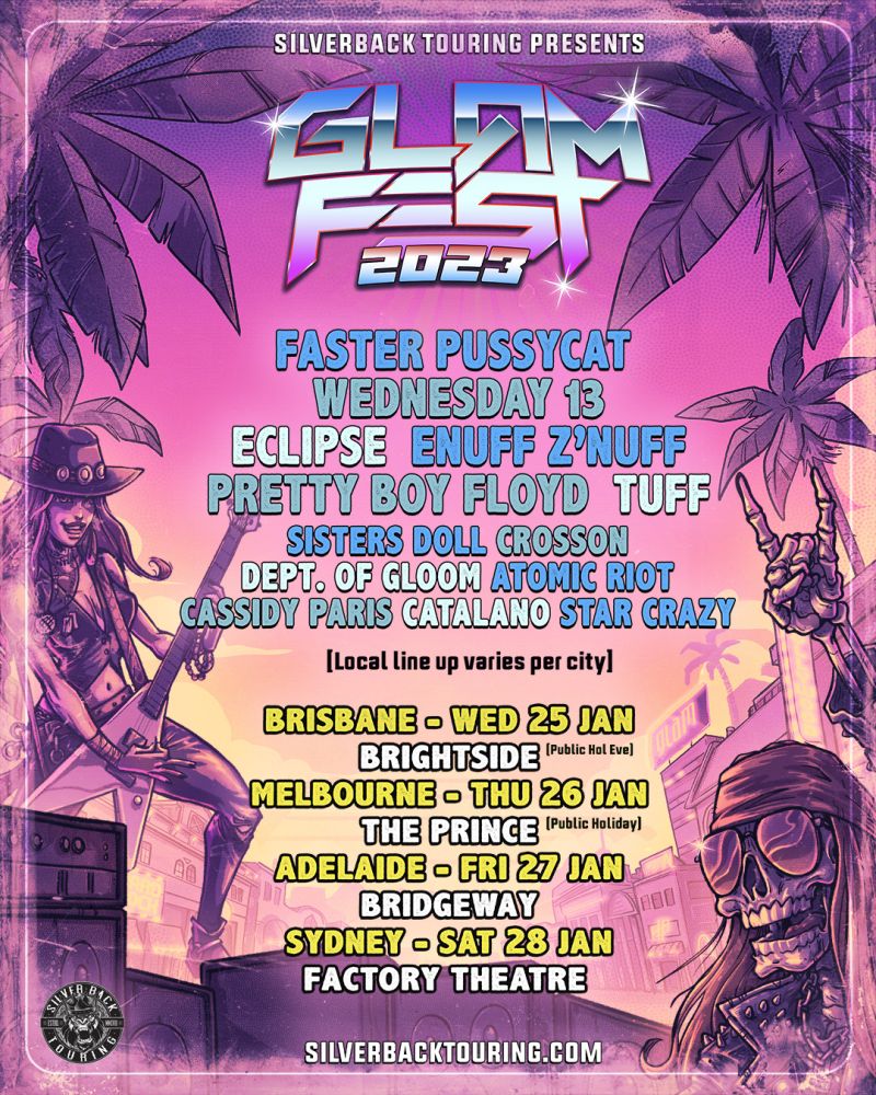 Glam Fest January 2023 Australian Tour Announced Faster Pussycat Wednesday 13 Eclipse Enuff 