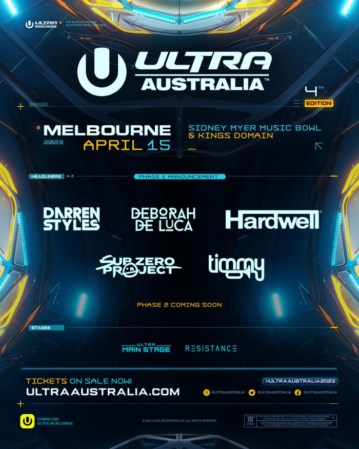 ULTRA AUSTRALIA unveils Phase 1 Headliners for 2023 Festival