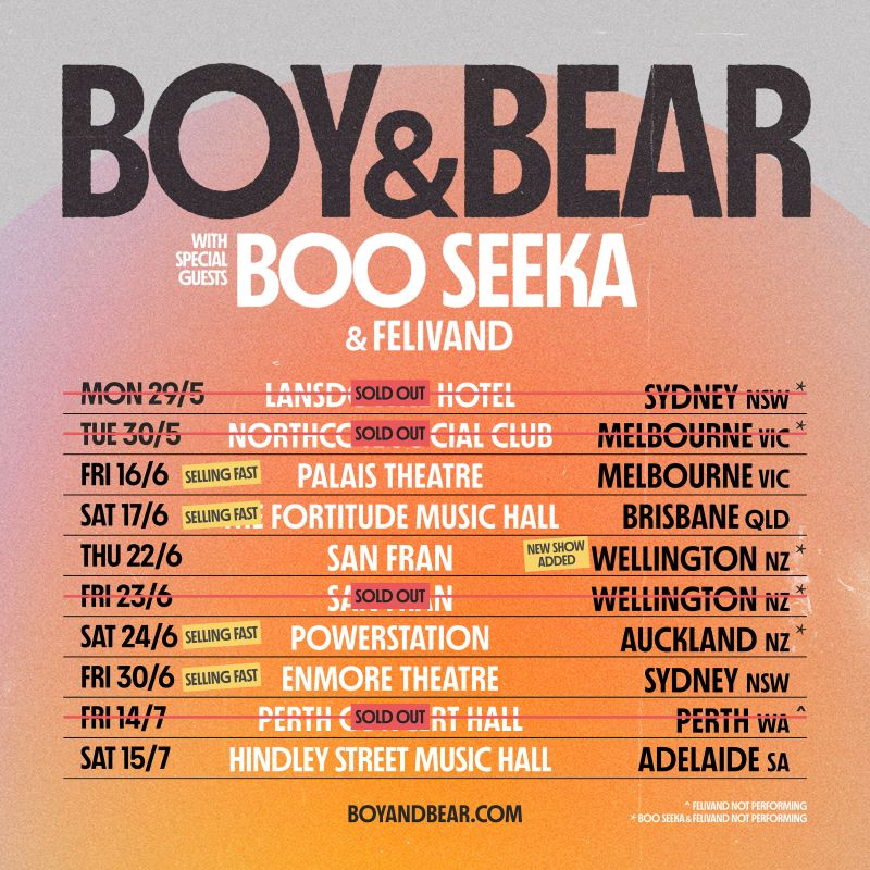 boy and bear tour nz