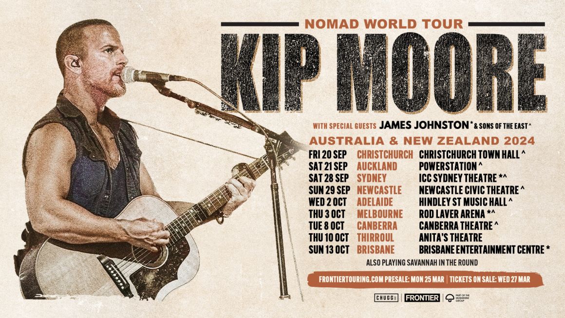 KIP MOORE (US) announces return to AU & NZ with the Nomad World Tour