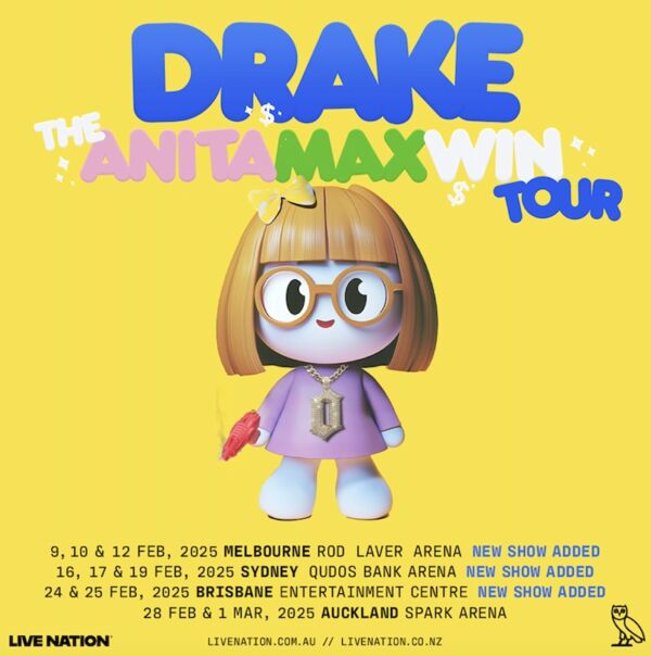 DRAKE 2025 Australia + New Zealand ‘The Anita Max Win Tour’ New