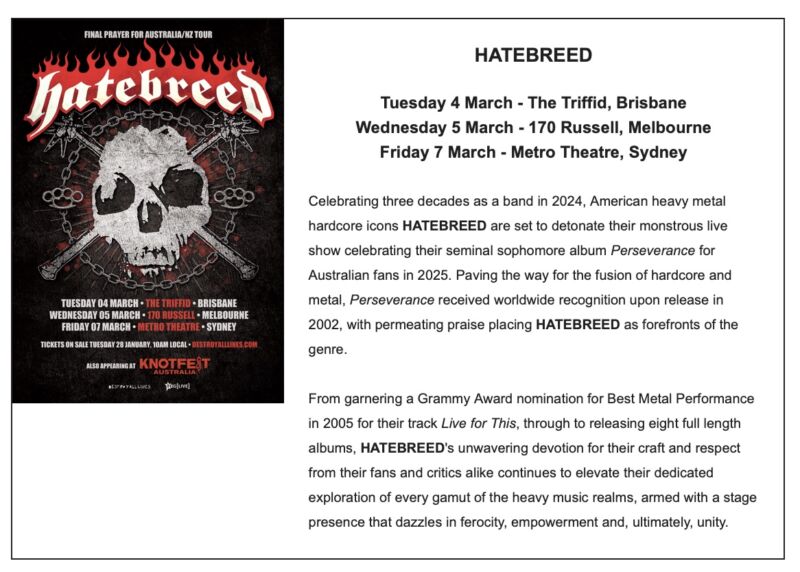 KNOTFEST Australia announce 2025 Sideshows!